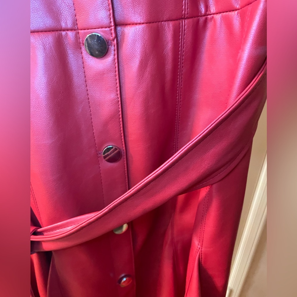 🆕♥️Fate Red Fax Leather Fabric Midi Dress♥️ - Picture 4 of 7